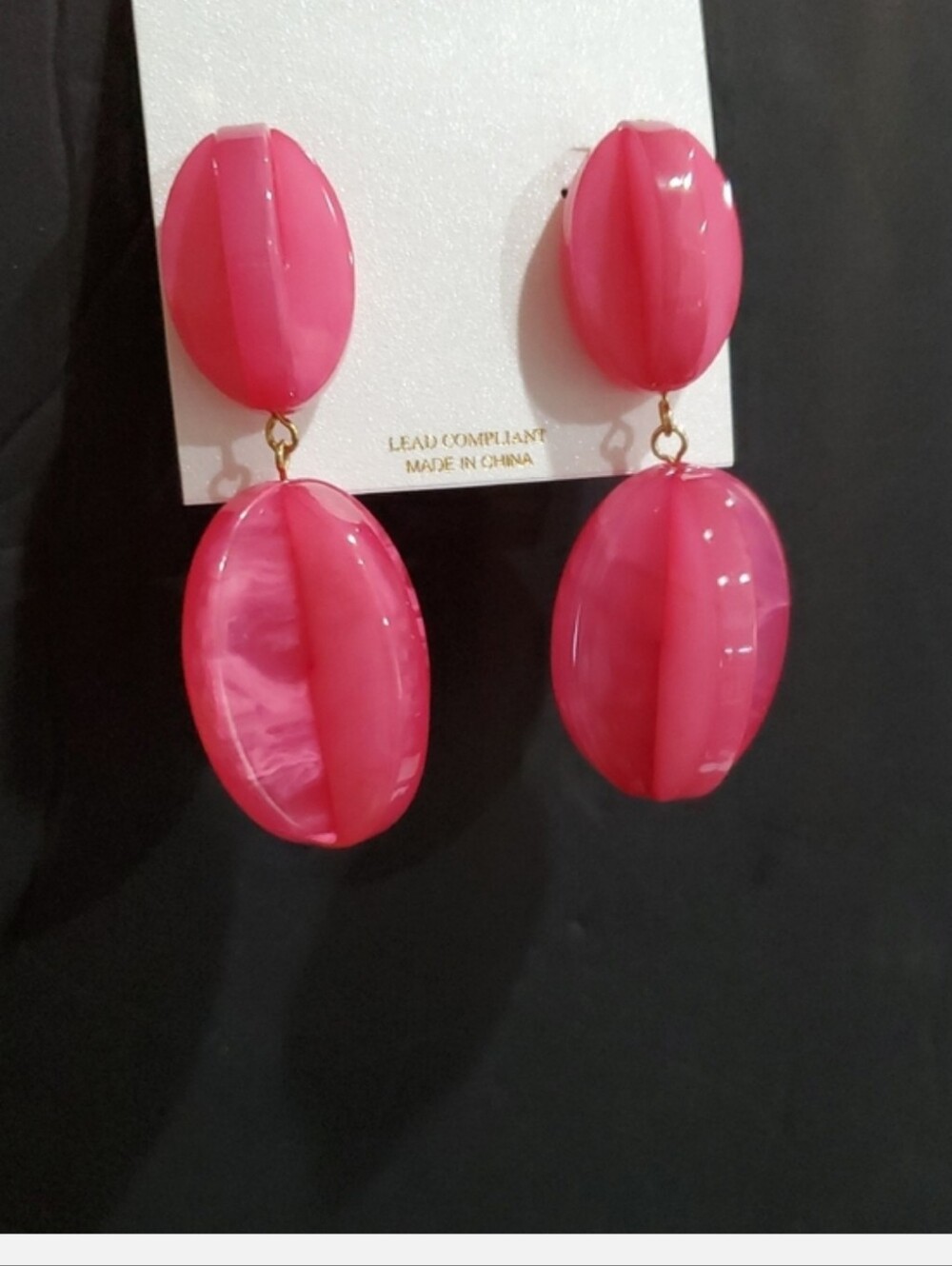 Natasha couture pink acrylic geometric 3d flower bud stacked dangle earrings new
